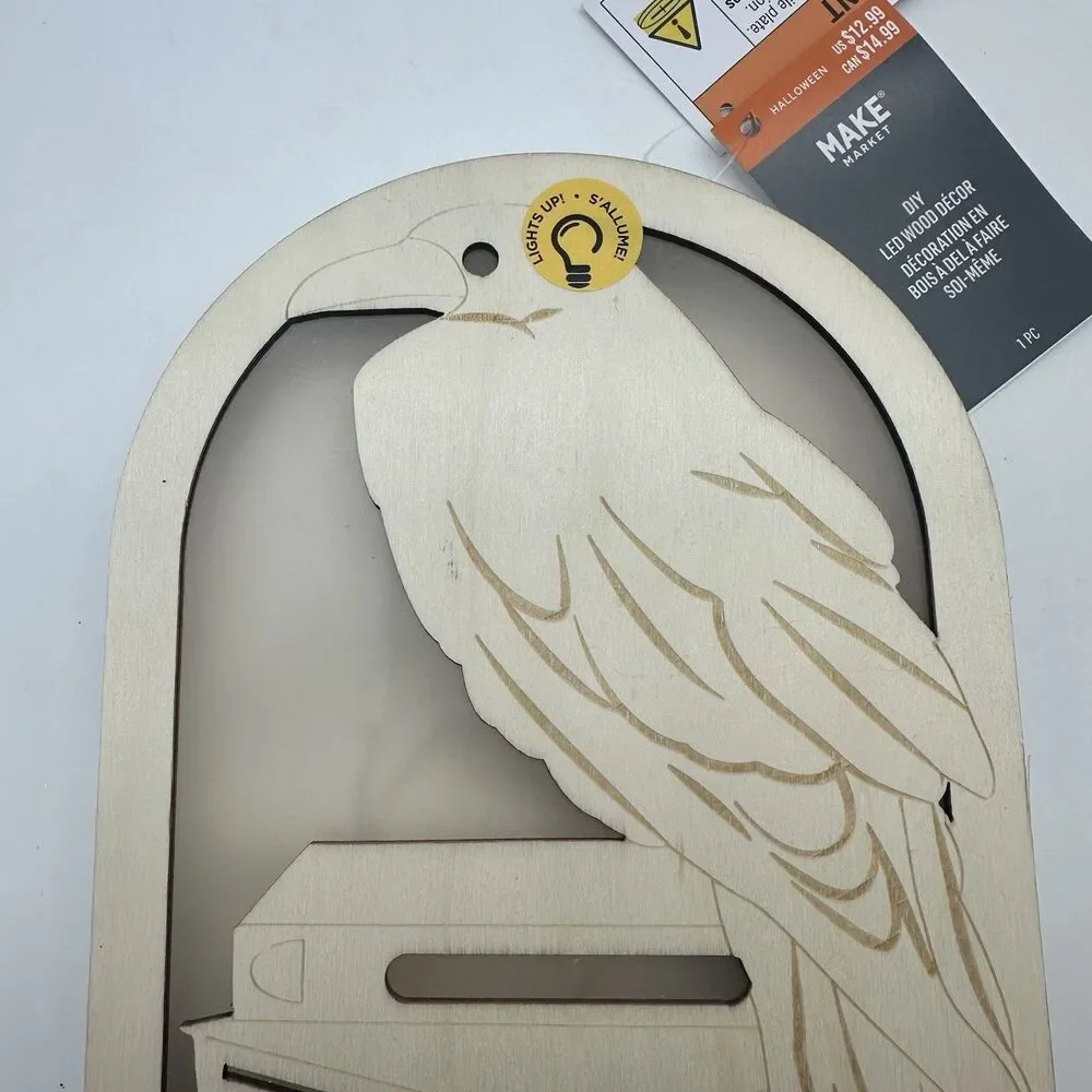 Make Market Halloween DIY Wood Decor Edgar Allan Poe The Raven LED Light Up